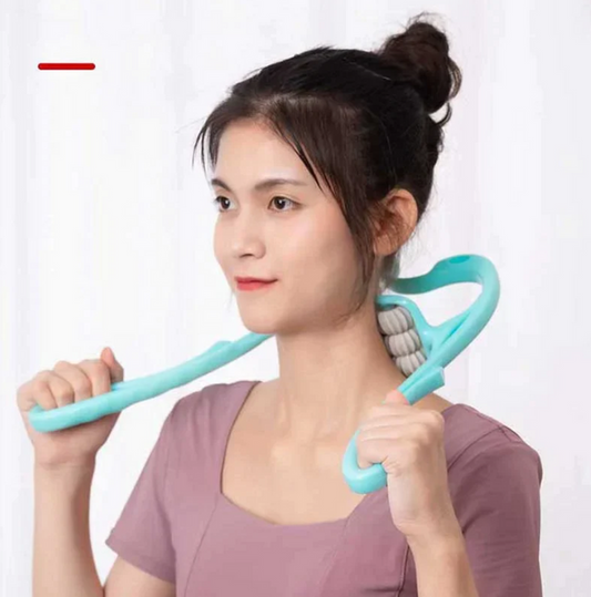 6-Roller Pressure Neck Massager - Portable Neck and Shoulder Massager - Sky blue