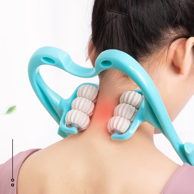 6-Roller Pressure Neck Massager - Portable Neck and Shoulder Massager - Sky blue